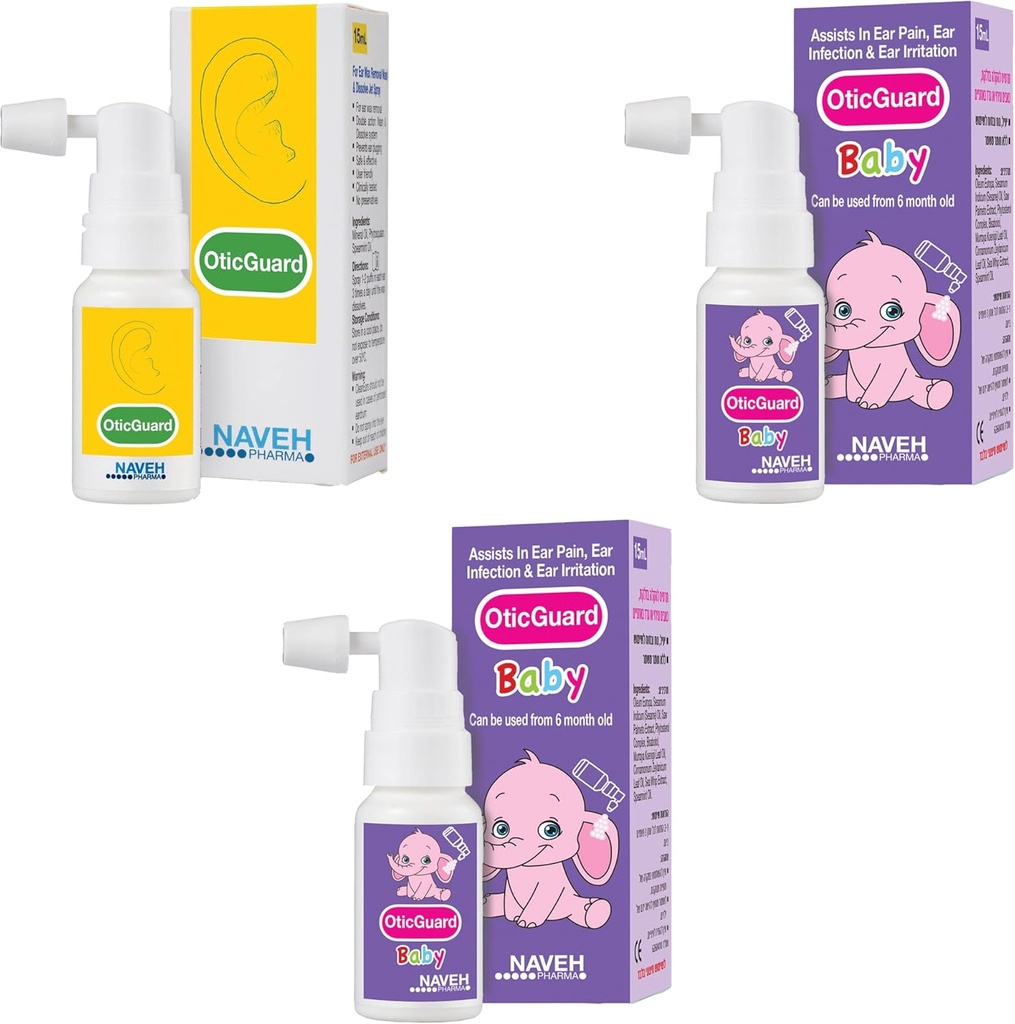 NAVEH PHARMA Otic Guard Ear Infection Spray Baby 0.5 Fl Oz (2 Unidades) + NAVEH PHARMA Otic Guard Ear Infection Spray 0,5 Fl Oz (1 Unidade)