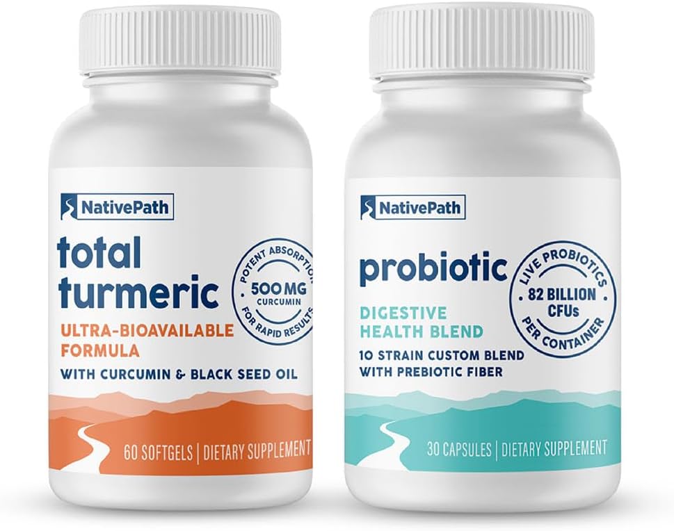NativePath levar juntos pacote, Probiótico e Turmeric 30 Servings