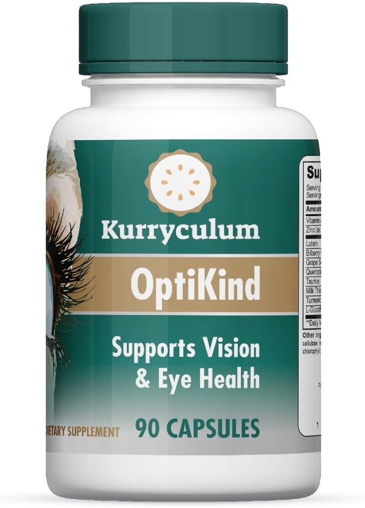 OptiKinnd Vision Support Vitaminas Oculares, 90 Cápsulas, Fórmula de Saúde Ocular com Lutein para Olhos e Glutationa