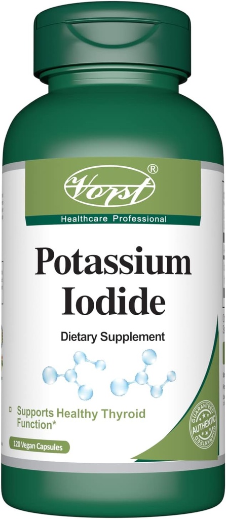 Iodeto de potássio 800mcg 120 Cápsulas Vegan □ Suplemento de suporte da tireóide para mulheres e homens*