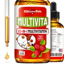 Multivitamínico líquido para cães – Multivitamínicos de gato para gatos internos – 10-em-1 Vitaminas de cão líquido Complexo B, C, D3 – Digestão, Urinação, Hip & Joint, Pele & Revestimento – Cranberry Flavor – 2 Oz