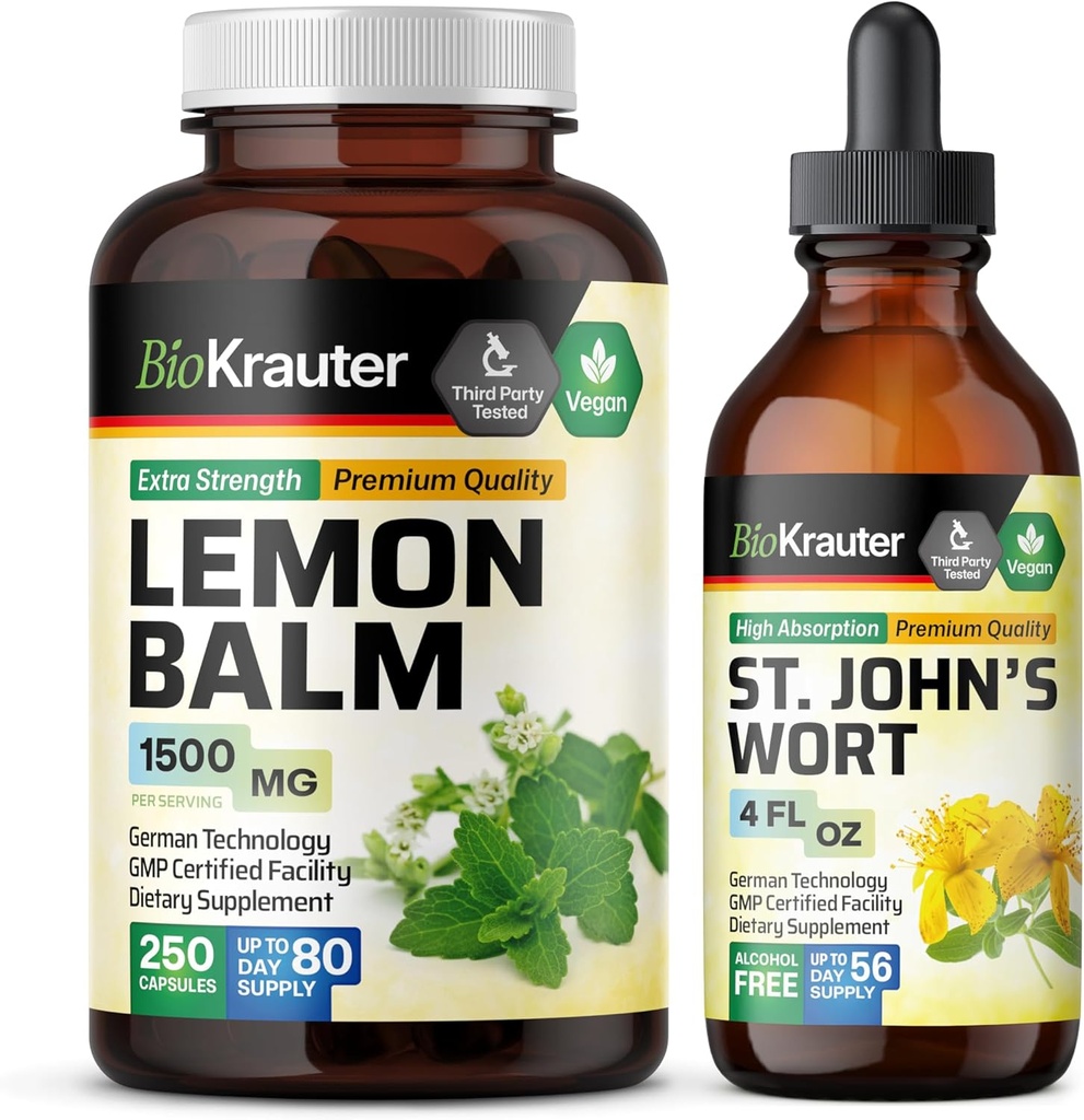 BIO KRAUTER Balm 250 Cápsulas & St. John’s Wort Tintura 4 Fl. Oz.