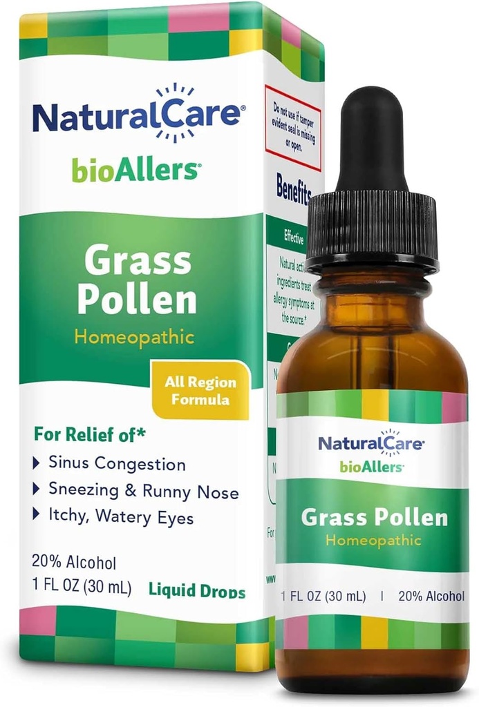 bioAllers NaturalCare Grass Pollen gotas líquidas homeopáticas, 1 Fl Oz pode fornecer apoio através de congestão sinusal, espirros e nariz runny, coceira, olhos aguados