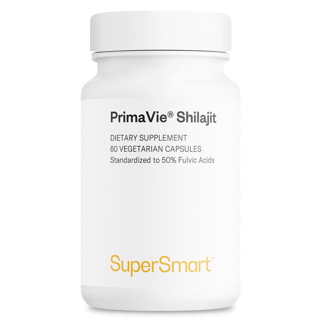 Super inteligente - Super Shilajit 500mg por dia (alta potência) - PrimaVie Shilajit Suplemento - Himalaia, Purificado e Orgânico Shilajit - 60 Cápsulas Vegetarianas