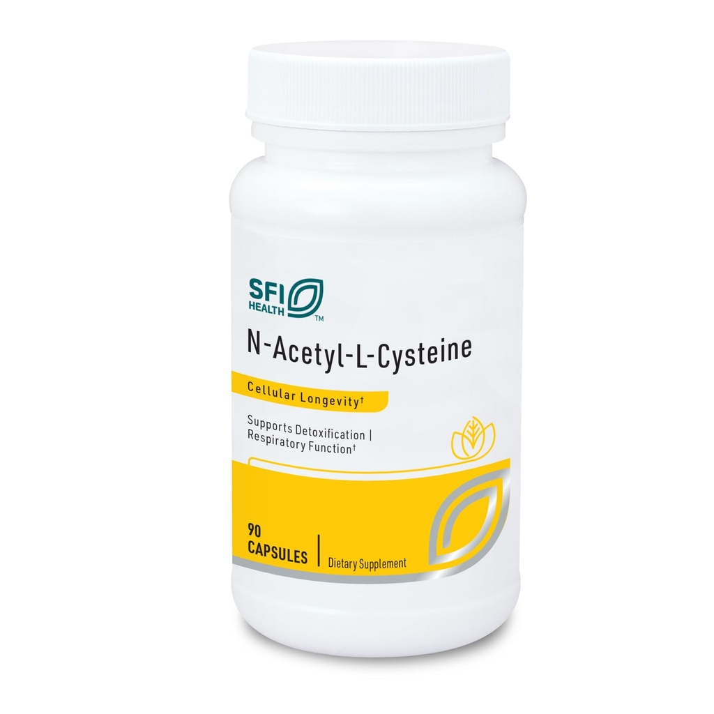 Klaire Labs SFI Health N-Acetil-L-Cysteine 500mg - Aminoácido Glutationa Precursor NAC - Suplemento para Suporte Proteção Antioxidante Celular - Hipoalergênico, Sem Soja, Sem Milho (90 Cápsulas)