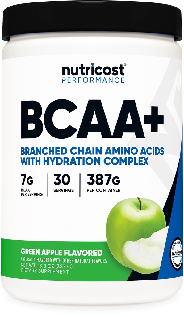 Nutricost BCAA + Hydration Powder (Maçã Verde) 30 Servings - Branched Chain Amino Acids with Hydration Complex - Gluten-Free, Non-GMO