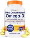 OmegaVia ultra concentrado Omega 3 óleo de peixe arrotado, 60 Softgels, Tripla força Omega 3 suplementos de óleo de peixe, 1135 mg puro Omega3, Sem arrotos de peixe, alta EPA DHA DPA, IFOS 5-Star