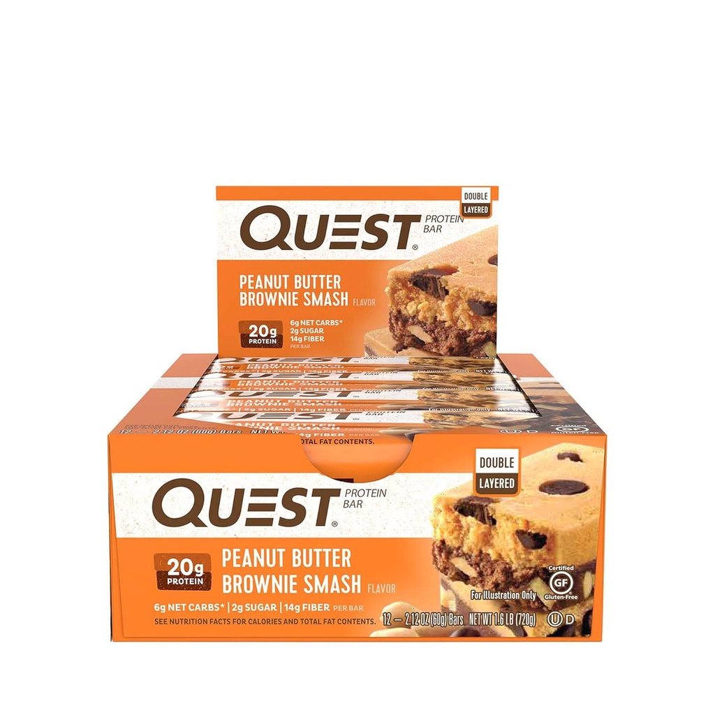 Quest Nutrition- alta proteína, baixo carboidrato, sem glúten, Keto Friendly, Brownie Smash manteiga de amendoim, 12 contagem