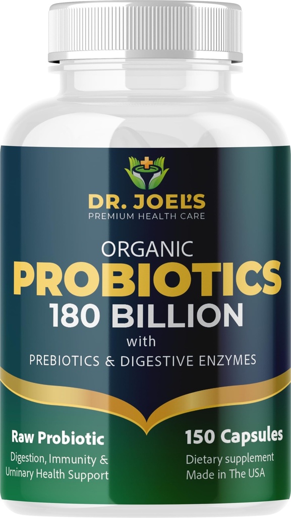 Probióticos Orgânicos 180 bilhões UFC - 40 Strains Vegan Probióticos + Prebióticos + Enzimas Digestivas - Gut & Imune Saúde - 100% puro, máxima potência & prateleira estável - Made in the USA