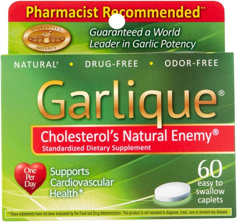 Garlique Fórmula Colesterol Saudável com 5000 mcg de Allicin, 60 Caplets Entéricos (Pacote de 3)
