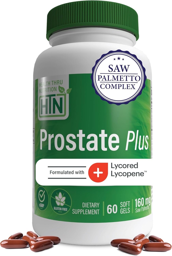 Saúde Thru Nutrition Prostate Plus com Extrato de Palmetto Serra, Licopeno como Lycored, Esterols Planta, Selênio, Zinco e Pumpkin Seed .
