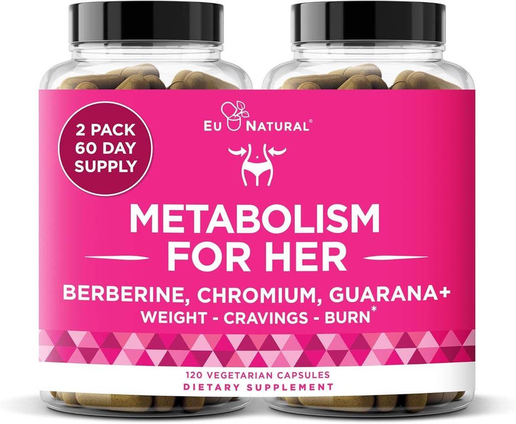 Metabolismo para ela - Apetite & Metabolismo Suporte para as mulheres - Curb Cravings, reduzir a ingestão calórica e promover sentimentos de plenitude - Berberine, Picolinato de Chromium & Guaraná - 120 Veg Cápsulas