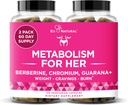 Metabolismo para ela - Apetite & Metabolismo Suporte para as mulheres - Curb Cravings, reduzir a ingestão calórica e promover sentimentos de plenitude - Berberine, Picolinato de Chromium & Guaraná - 120 Veg Cápsulas