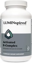 LUMINSPIRED Saúde Ativado Complexo de vitamina B com vitamina C & Biotina, Todos os suplementos dietéticos de vitamina B para apoio imunológico, Metabolismo, Antioxidante, Humor e Energia, Glúten livre, Vegan - 90 Condes