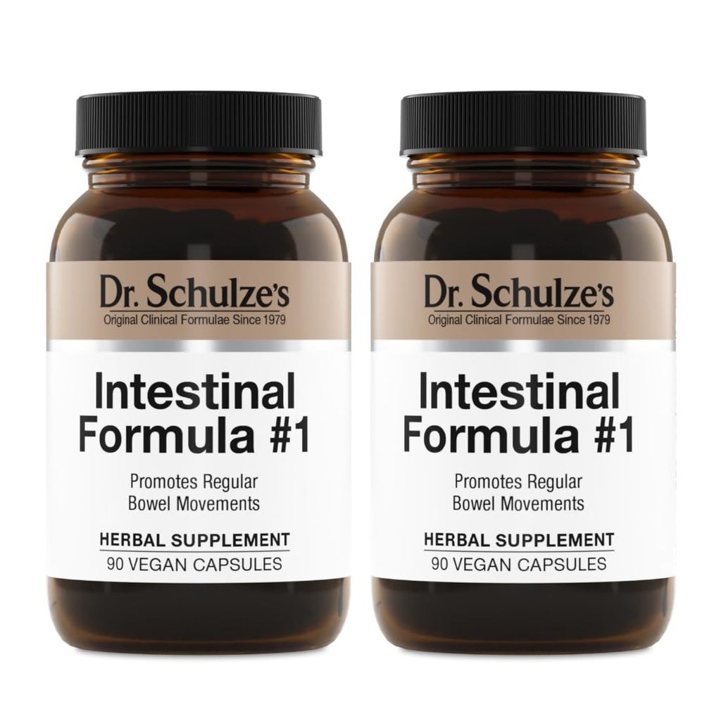 Dr. Schulze's Intestinal Fórmula #1 - Bowel Suplemento do Movimento para o Apoio à Saúde Colon - Bloating & Obstipation Aid - Intestinal Cleanse - All-Natural - Baseada em Planta - Vegan - 90 Conde (2 Pack)
