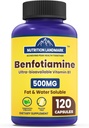 Vitamina B1 Benfotiamina, 500mg por serviço, 120 Cápsulas,Fat & Water Solúvel Vitamina B1, Gluten Free, Non-GMO, Vegetarian
