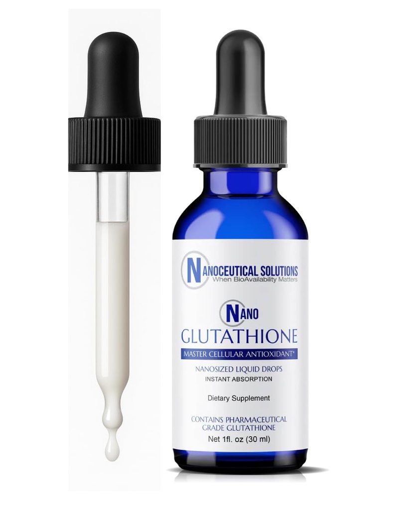 Nano Glutationa Drops by Nanoceutical Solutions, Pharmaceutical Grade Liquid Supplement, Ultra-Eficiente Absorção, Até 8 vezes mais alto do que as cápsulas de Glutationa