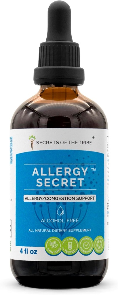 Extrato sem álcool secreto de alergia, Tintura, Rosemary de glicerite, Folha de Mullein, Marshmallow, Nettle Stinging, Eyebright. Suporte de Alergia/Congestão (4 FL OZ)
