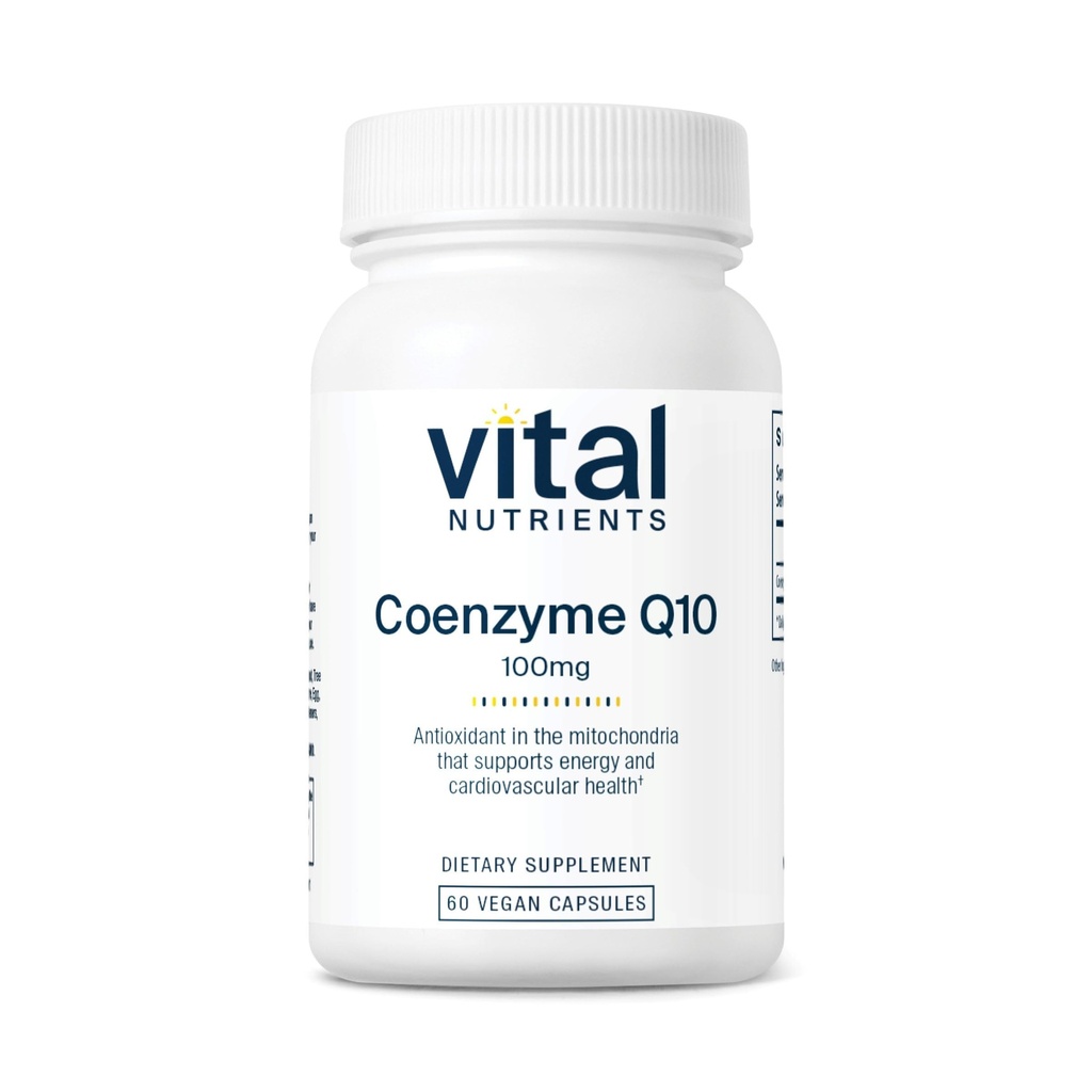 Nutrientes Vital CoQ10 100mg Suplemento Vegan □ CoEnzyme Q10 de Ubiquinona □ Antioxidante Potente para apoiar níveis de saúde do coração e energia*