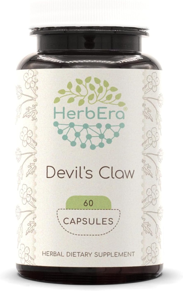 HerbEra Garra do Diabo 60 Cápsulas, 500 mg, Garra do Diabo (Harpagophytum Procumbens) Raiz Secada (60 Cápsulas)