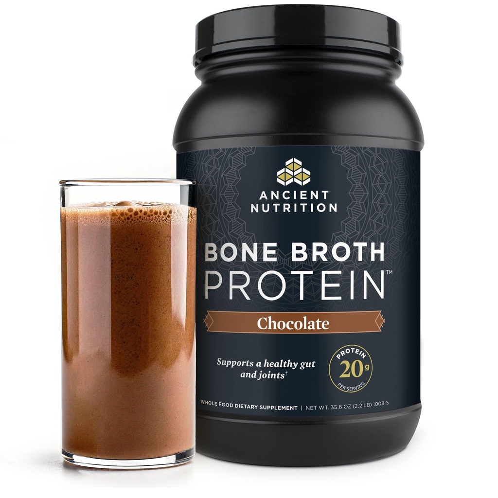 Nutrição antiga de grama, livre de gaiola, pó de proteína de caldo ósseo, 20g de proteína, peptídeos de colágeno hidrolisado, Keto & Paleo Friendly, Suporta conjunto, Gut Saúde, Chocolate, 40 Servings
