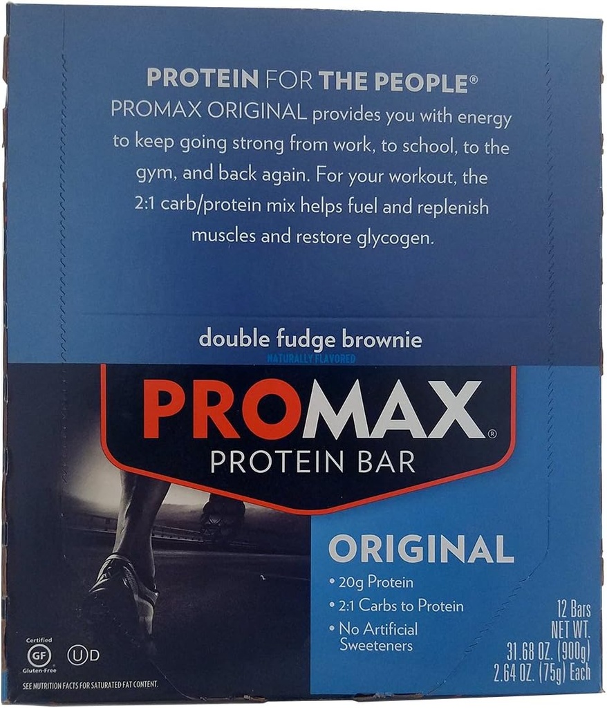 Promax Protein Bar Double Fudge Brownie - 12 - 2,64 oz (75 g) barras [31,68 oz (900 g)]