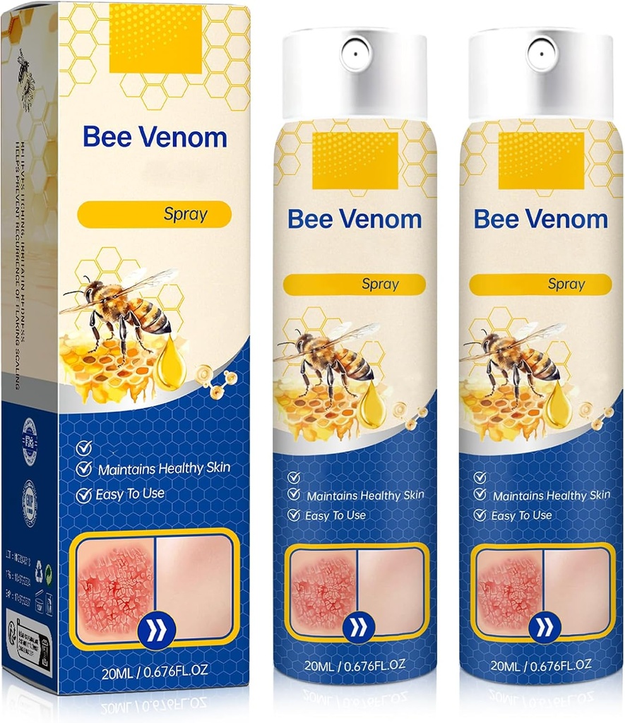 Spray Bee Venom - 100% Pure Natural Venom Repair, Bee Venom Skin Spray para todos os tipos de pele (2PCS)