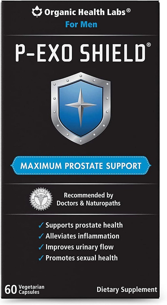 Laboratórios de Saúde Orgânica P-ExoShield Suporte completo de próstata com serra Palmetto, 60 Cápsulas Veggie