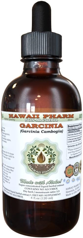 Extrato líquido puro de Garcinia sem álcool, Garcinia orgânica (Garcinia cambogia) Glicerite de frutas secas Hawaii Pharm Natural Herbal Supplement 2 fl.oz