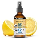 Vitamina D3 5000 UI orgânica (Líquen) + K2 120 mcg (Peixe fermentado), Imune, Saúde óssea e cardíaca com Absorção de Cálcio (Trace Minerals, Limão & Citrus, Livre de Açúcar, Spray (1 FL OZ, 30 Servings)