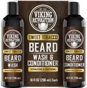 Viking Revolution Beard Wash and Beard Conditioner para homens com óleo de Argan e óleo de Jojoba - Beard Softener and Fortalecer Beard Care Shampoo and Conditioner with Beard Oil (10 onças, doce tabaco)