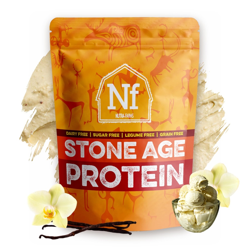 Proteína da idade da pedra (Ovo branco) proteína (Gluten-Free) Whey Free (Whey Free) açúcar (Gut-Friendly) Vanilla, 2 lbs