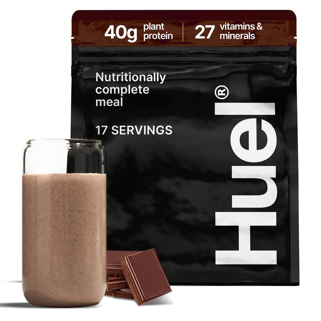 Huel Black Edition □ Chocolate 40g Vegan Protein Powder □ Nutricionalmente Complete Refeição □ 27 Vitaminas e Minerais, Glúten Livre □ 17 Servimentos