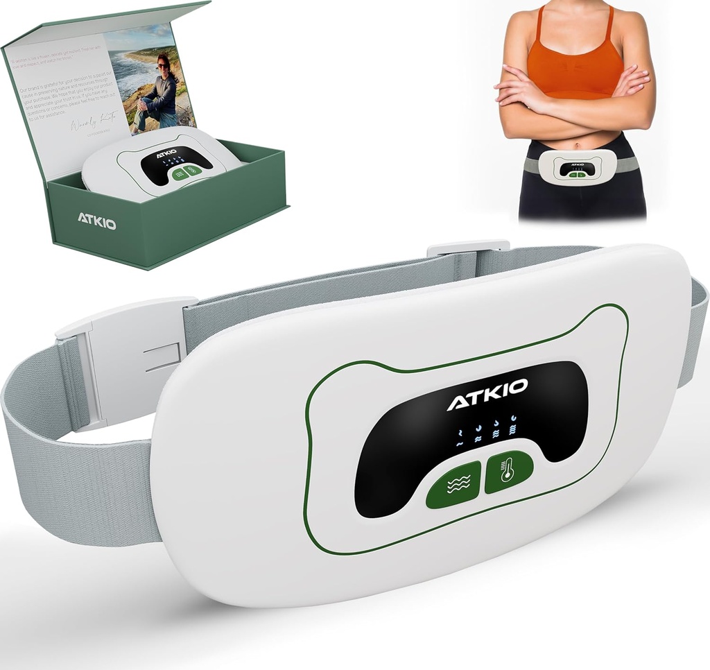 Almofada de aquecimento portátil para cãibras de período - Almofada de aquecimento de período para cãibras - Almofadas de alívio do cinto menstrual para mulheres - 6 Modos de calor e massagem - Relevo de dor nas costas Massager elétrico, FSA HSA Elegível