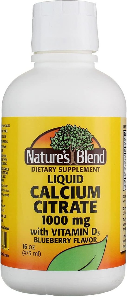 Citrato de cálcio mistura da natureza com D3 líquido aromatizado de mirtilo 16 onças Cada (Pacote de 5)
