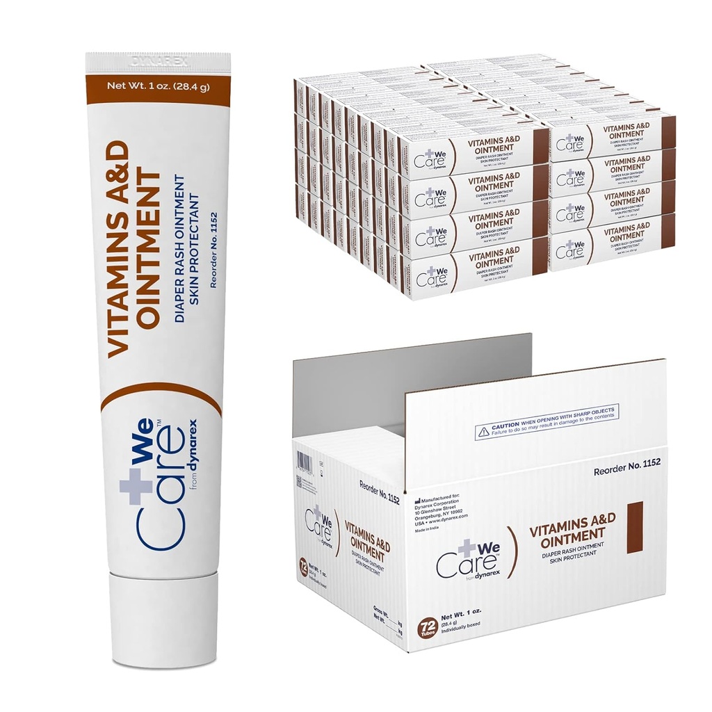 Dynarex 1152 Vitaminas A & D Pomada, Branco, 1 oz. Tubo, Embalagem de 72