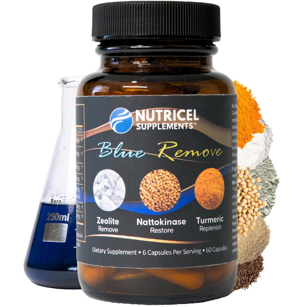 Cápsulas Nutricel Metileno Azul com Zeólita Micronizada, Nattokinase (Non-GMO), Turmérica, Bromelaína e NAC - Trusted Made in America Brand - 18mg (USP Referência Compliant) Terceiro Partido Testado (60ct)