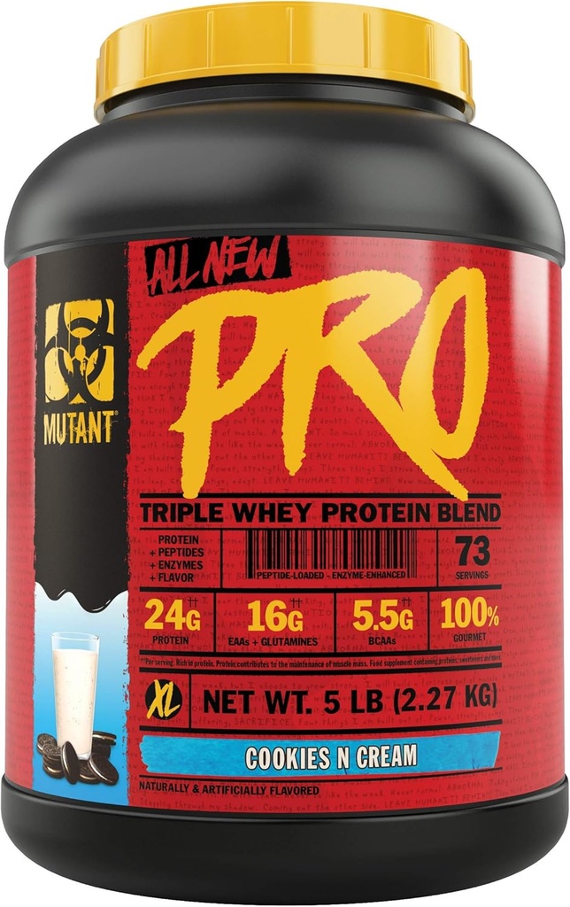 Mutante Pro – Tripla Whey Protein Powder Supplement – Tempo-Liberado para Absorção de Ácido Amino Melhorado – Decadente Gourmet Flavors – 5 lbs – Cookies e Creme
