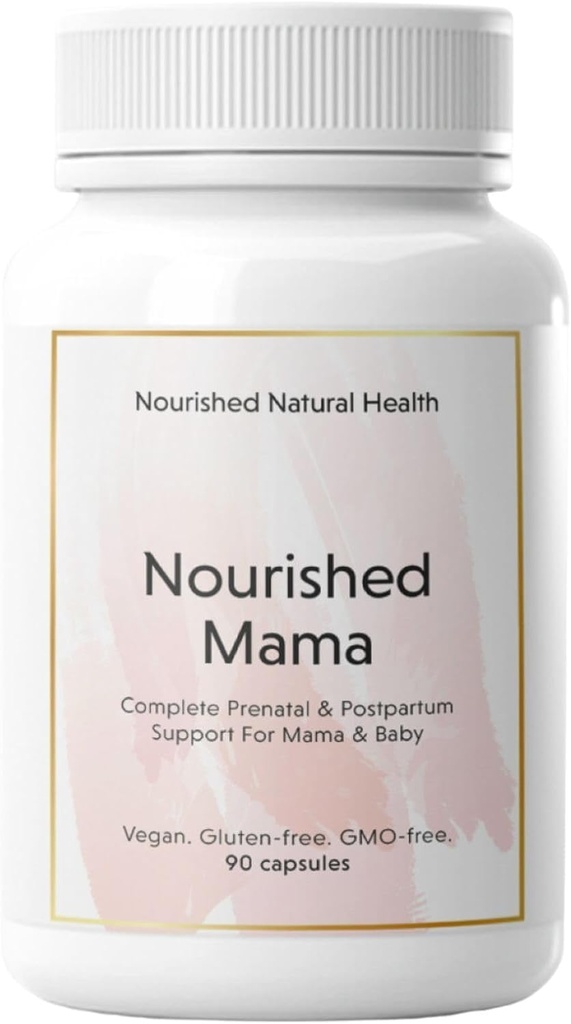 Nutrido Mama Pré-natal Multi Vitamina - Vegan Multivitamin para Pré-concepção, Gravidez, Pós-parto e Apoio à Amamentação - Ferro livre com Folato Metilado & Alta Dose Colina - 90 Cápsulas
