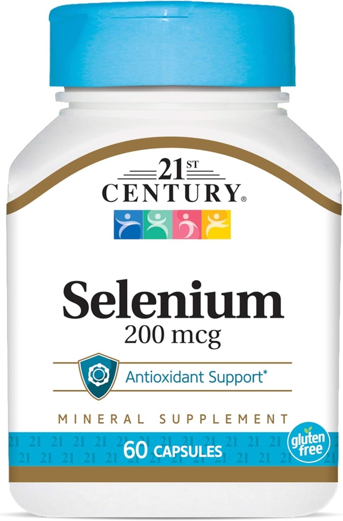 Cápsulas de Selênio 200 Mcg do século 21, 60 Count (Pack of 2)