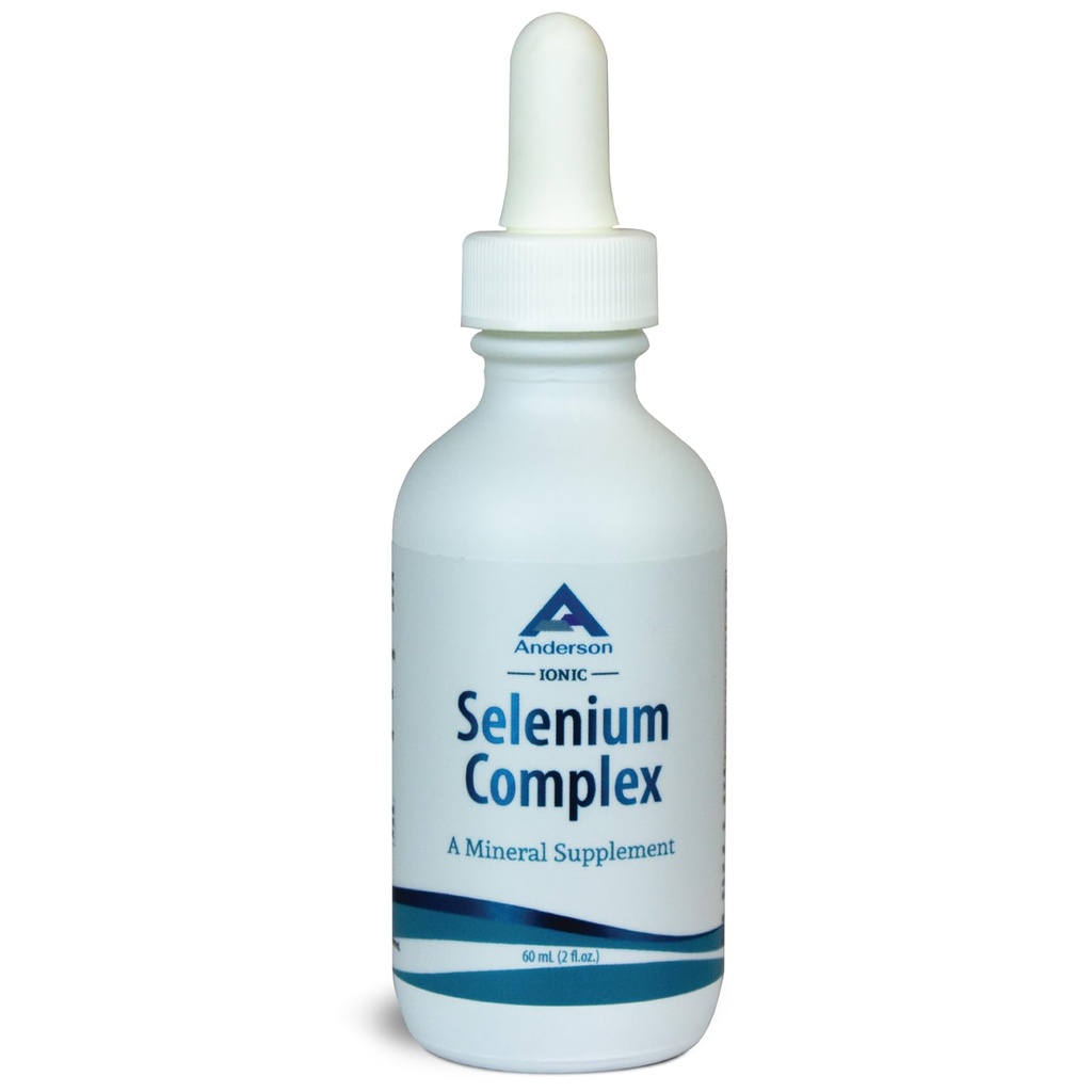 Complexo de Selênio Iônico Anderson, Drops Suplemento de Selênio Líquido, Suporta Sistema Imune e Tiróide, Antioxidante, Combate Radicais Livres, Garrafa de Vidro Mineral com Dropper, 40 Servings, 2 fl oz