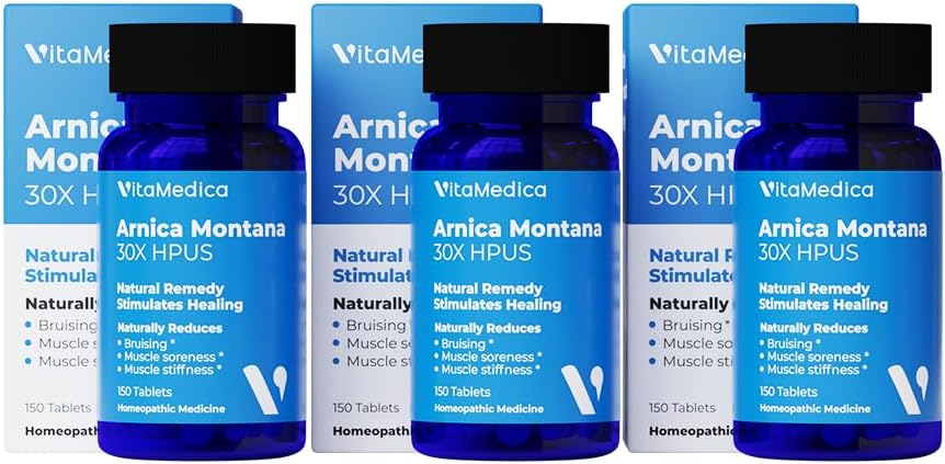 VitaMedica Arnica Montana 30X Comprimidos homeopáticos para dor contusiva e inchamento □ Fórmula Baseada em Planta □ Recomendado por Cirurgiões Plásticos
