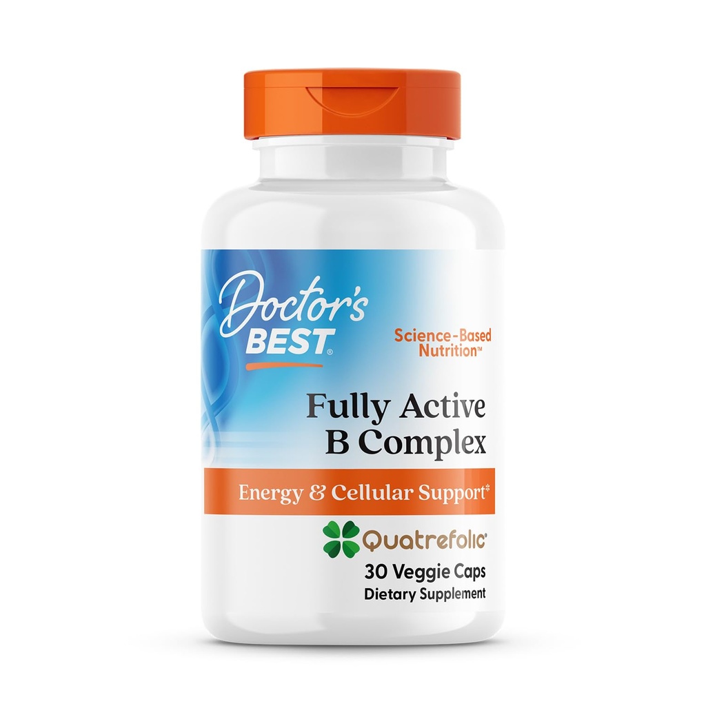 Médicos melhor complexo B totalmente ativo, Energia e suporte celular, Não-GMO, Gluten Free, Soy Free, Vegan 30 Veggie Caps