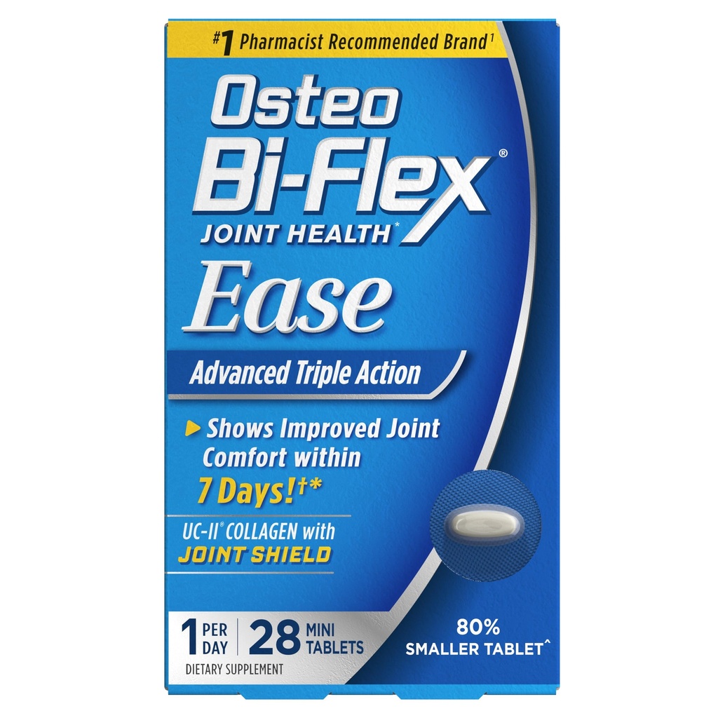 Osteo Bi-Flex Ease Ação tripla avançada com suplementos conjuntos de vitamina D, Mini-Tablets, 28 Contagem