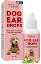 Limpador do ouvido do cão – Todas as gotas naturais da orelha para cães Infecção do ouvido – Elimina o odor do fermento, cera do loosens, evita infecções, alívio do coceira – seguro, gentil, eficaz Itchy alívio do ouvido, Made in USA