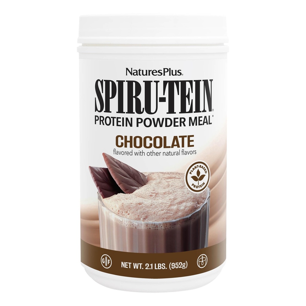 NaturesPlus SPIRU-TEIN Shake - Chocolate - 2,1 lbs, Spirulina Protein Powder - Substituição de Refeição Baseada em Plantas, Vitaminas e Minerais para Energia - Vegetariano, Sem Glúten - 34 Servings