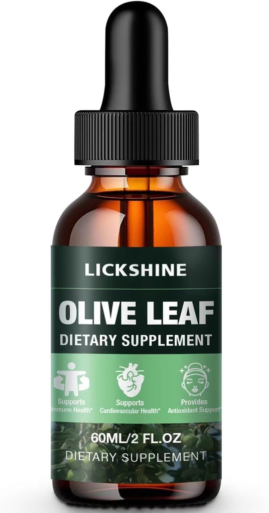 1 Pacote 1000MG Extrato Líquido Folha de Oliva - Folha Orgânica gotas Suplemento Tintura para melhor absorção - Imune & Heart Support Gluten-Free, Não-GMO, Vegan, 2 Fl Oz