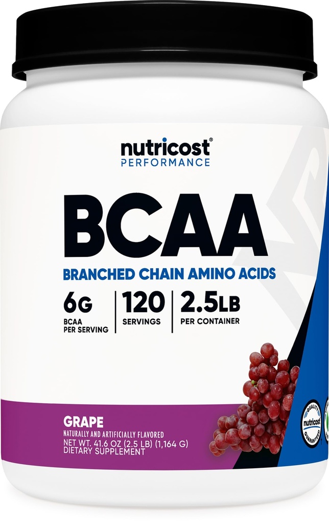 Nutricost BCAA Pó (Uva, 120 Servings) - Gluten Free, Non-GMO, Vegetarian, Optimal 2:1:1 Ratio