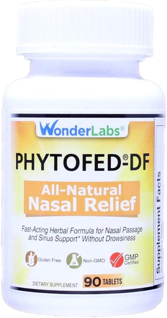 Wonder Laboratories Phytofed-DF All-Natural Nasal Alief and Descongestionant, 90 Comprimidos