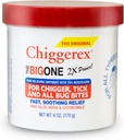 Chiggerex 2X Power Primeiros socorros Pomada medicada para Chiggers, Mosquito Bites, Ticks e Bug Bite Alief com Aloe Vera & Camomila, 6 onças